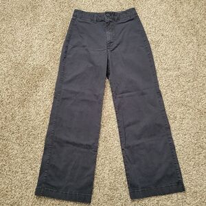 Gap High Rise Stride Ankle Khaki Pants Black Twill Wide Leg Trousers Size 6